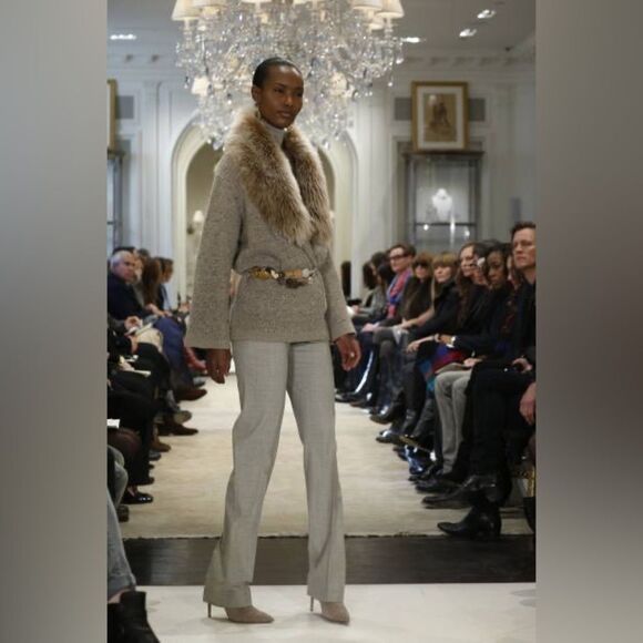 Ralph Lauren Collection Pre-Fall 2014 Lamb Shearling Fur Collar Cardigan - Picture 13 of 16